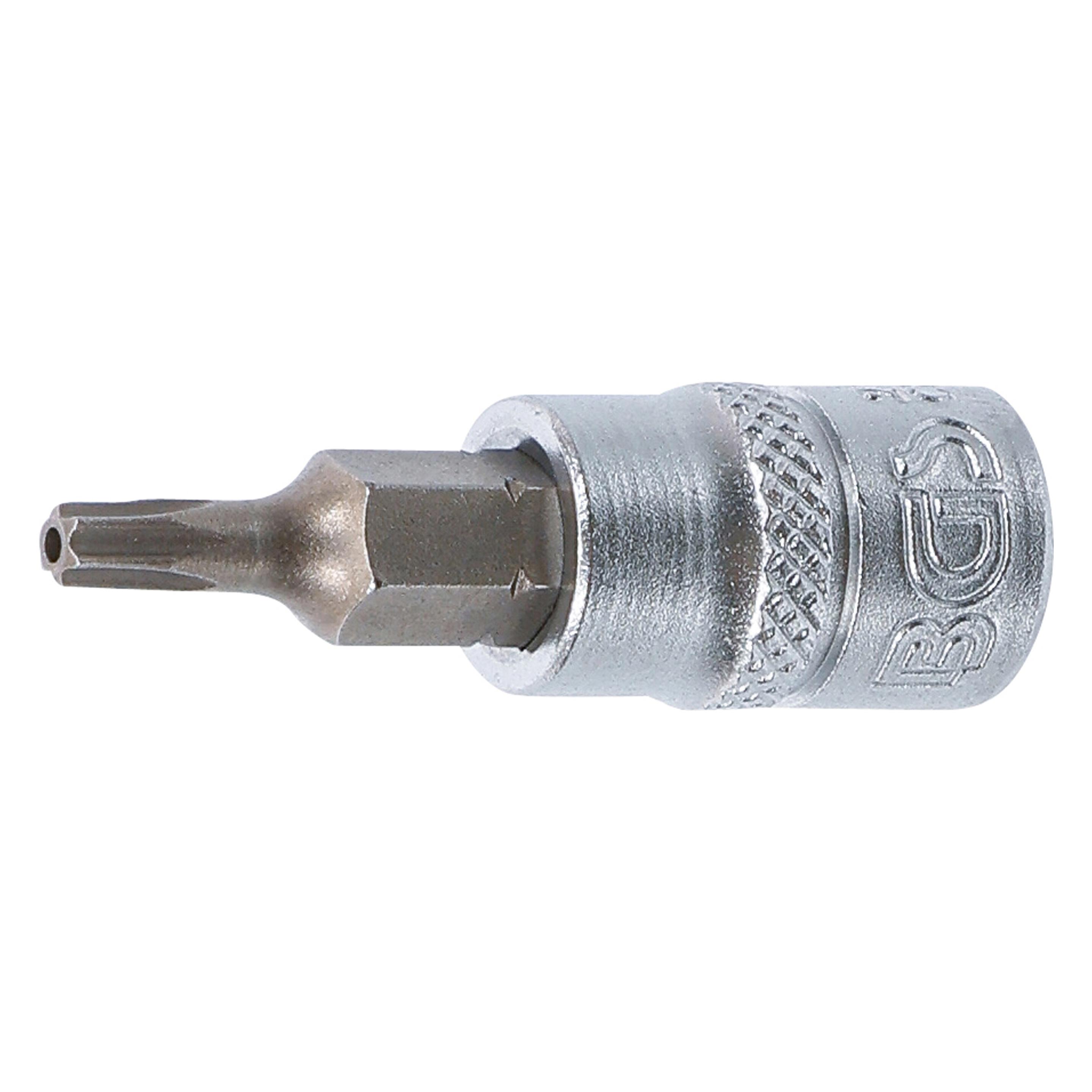 BGS Bit-Einsatz Antrieb Innenvierkant 6,3 mm (1/4") T-Profil (für Torx) mit Bohrung T15 (2358)
