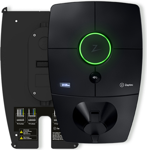 Zaptec Pro, Schwarz, Wand, Typ 2, IK10, IP54, I
