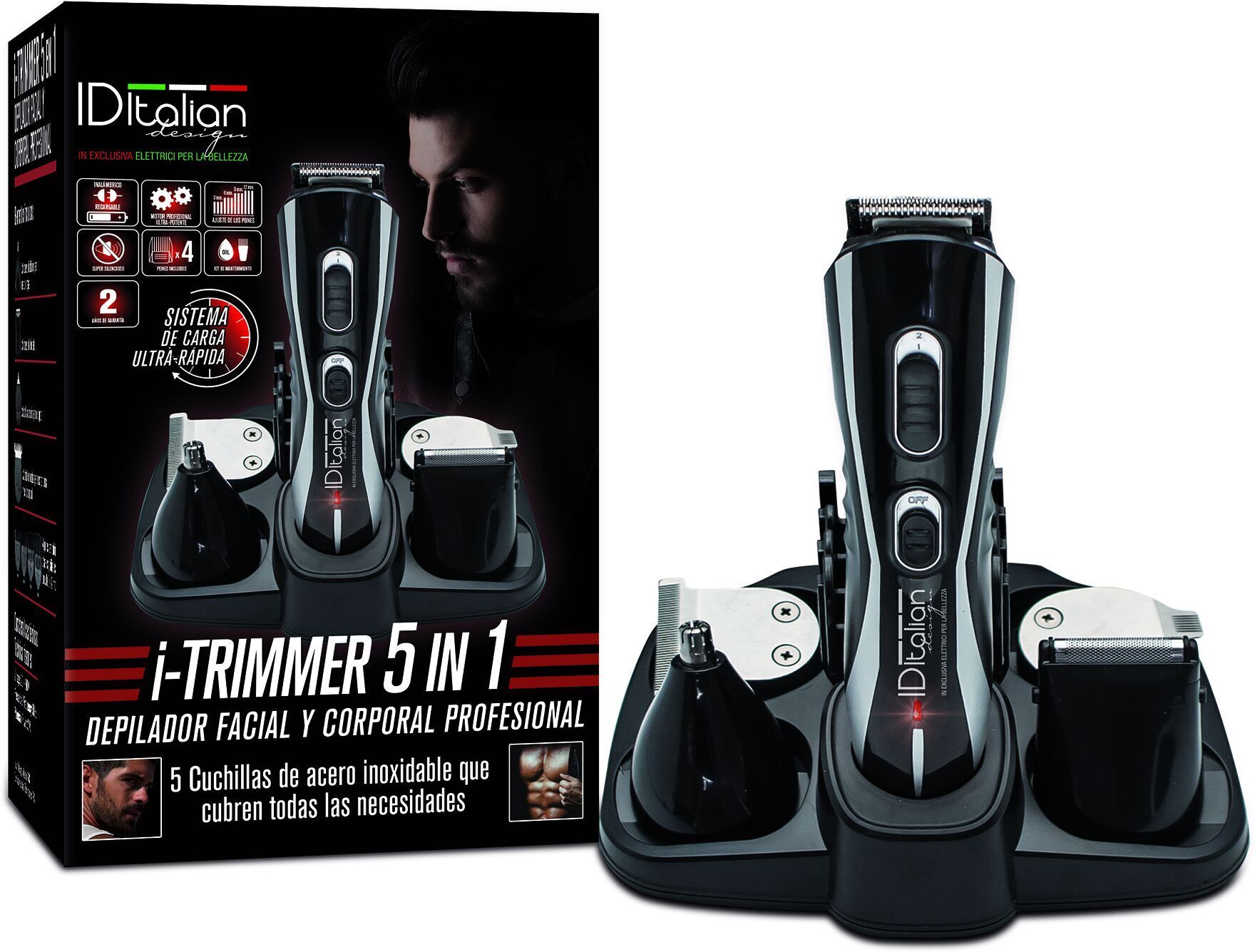 Italian Design i-Trimmer 5 in 1 Haarschneider   schwarz - Refurbished