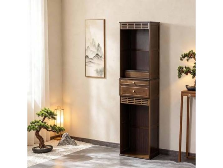 Buddhistischer Altarschrank, Bambus-Altartisch, Persönlicher Schrein Meditationstisch Altar, Pooja-Schrank，Chinesischer Buddhistische Nische Puja-Tisch,mit Schublade,Heim-Opferschrank