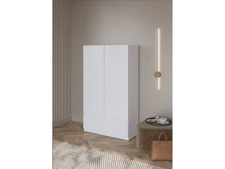 Armoire à linge 89 x 154 x 40cm Blanc/Blanc