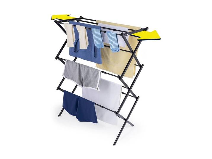 Wäscheständer EASYMAXX 12 m , schwarz, B:108cm, Stahl, Wäscheständer, Wäscheständer, Ausziehbarer Wäschetrockner für kleine Haushalte