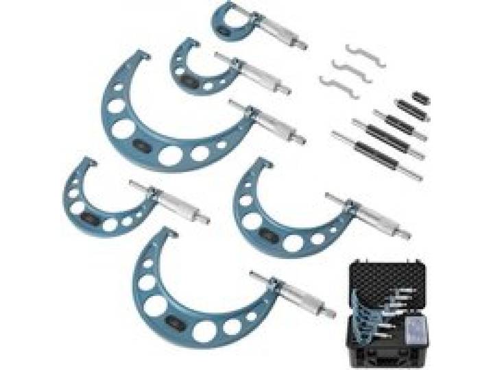 VEVOR Micromètre Extérieur 0-1 pouce 1-2 pouces 2-3 pouces 3-4 pouces 4-5 pouces 5-6 pouces Micromètre Précision 0,0001, 0,0002, 0,0003 pouce pour Machiniste Ingénierie, 6 PCS avec Coffret Protection