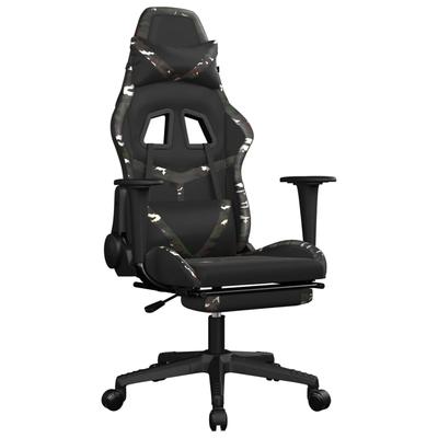 Décoshop26 - Gaming-Stuhl/Bürostuhl auf Rollen mit Fußstütze schwarz-grünes Camouflage-PVC DEC025762