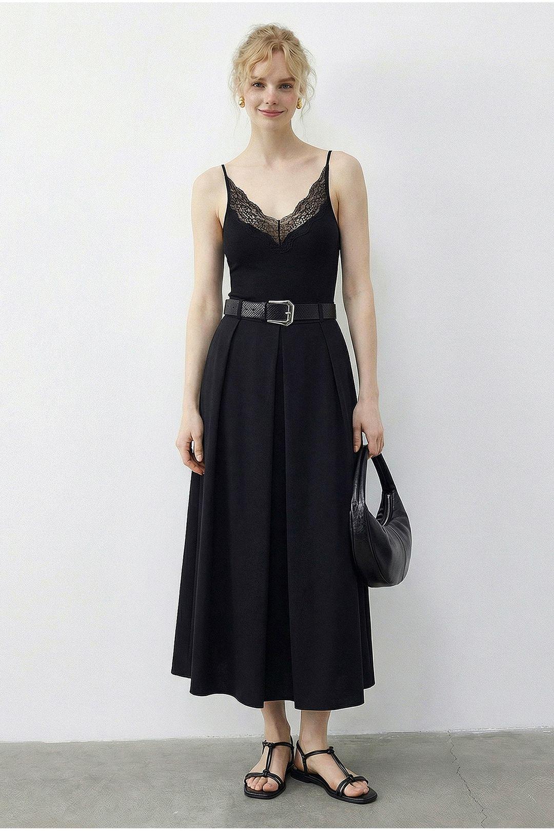 Hoge Taille Midi Rok met Riem