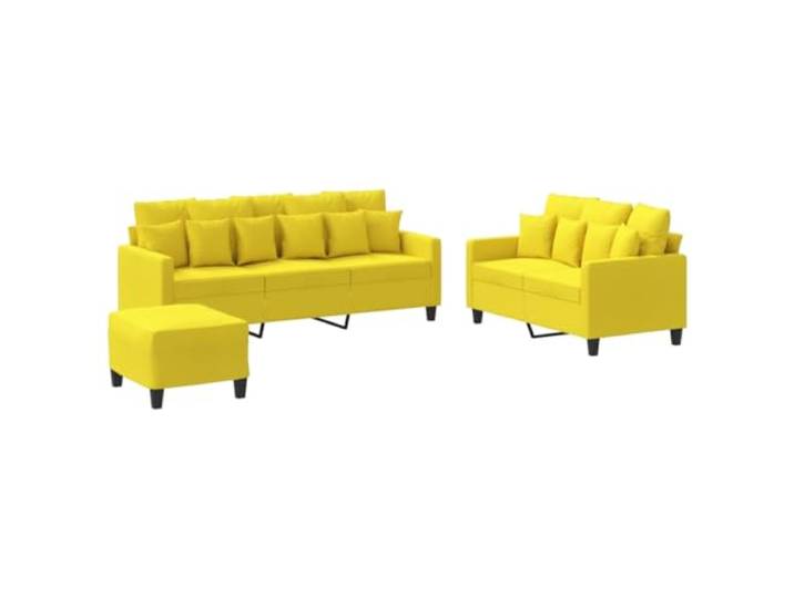 Makastle 3er Set Sofa Couchgarnitur mit Kissen Hellgelb Stoff