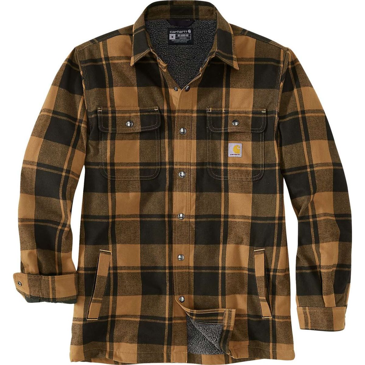 Carhartt Relaxed Fit Heavyweight Flannel Sherpa-lined Shirt Jac carhartt brown (211) XL REG 105939-211XLREG