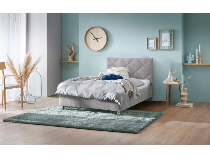 Polsterbett, Grau, 210x100 cm, Polyester, 5-Zonen-Federkernmatratze, Modern, Westfalia Schlafkomfort