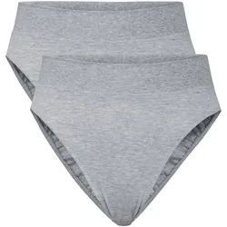 CALIDA Damen Slip, 2er Pack - Elastic, High Waist, Softbund, Single Jersey Grau / L (48/50)