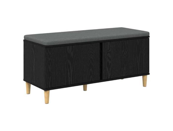 Noir Banc coffre - Banc d'entrée avec coussin Chêne noir 60x38x46 cm m8418