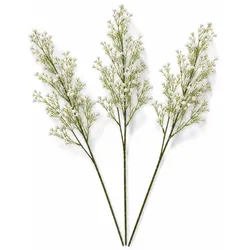 LAYBA Kunstblumen 3er Set Weiß Creme 65 cm Schleierkraut Dekozweige