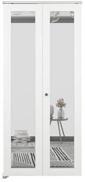 Klair Living Mirrored Glass Solid Core White Composite Bi-Fold Door with Hardware Kit