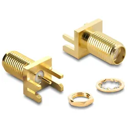 Delock SMA End-Launch-Buchse gerade an Leiterplatte bis 1,7 mm Gewindelänge 9 mm