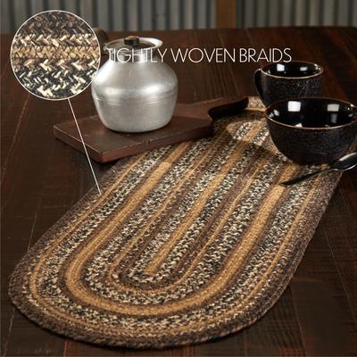 VHC Brands Espresso Jute Oval Runner 13x36