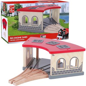 Hape Spielzeugeisenbahn-Zubehör E3704, Großer Lokschuppen, aus Holz