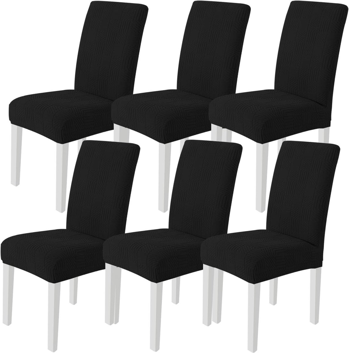 Ystyle Stretch Stoelhoezen 6 Stuks, Universele Wasbare Eetstoelhoezen, Zwart