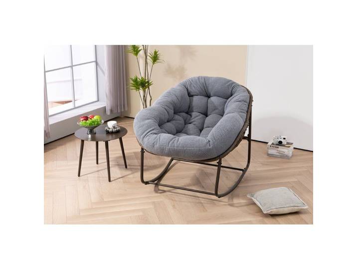 Fauteuil à Bascule d'extérieur en Rotin Fauteuil Inclinable à Bascule à Coussin Rembourré d'extérieur pour Porche Salon Jardin