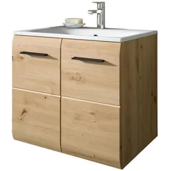 WASCHTISCH Eiche Artisan, Set Waschbeckenunterschrank hängend mit Waschbecken, Breite 60 cm