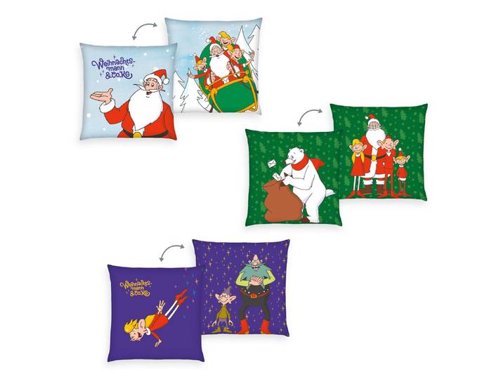 Dekokissen Weihnachtsmann & Co. KG , multicolour, bedruckt, B:40cm L:40cm, Polyester, Dekokissen_Sitzkissen_Kissenhüllen, Dekokissen, Dekokissen