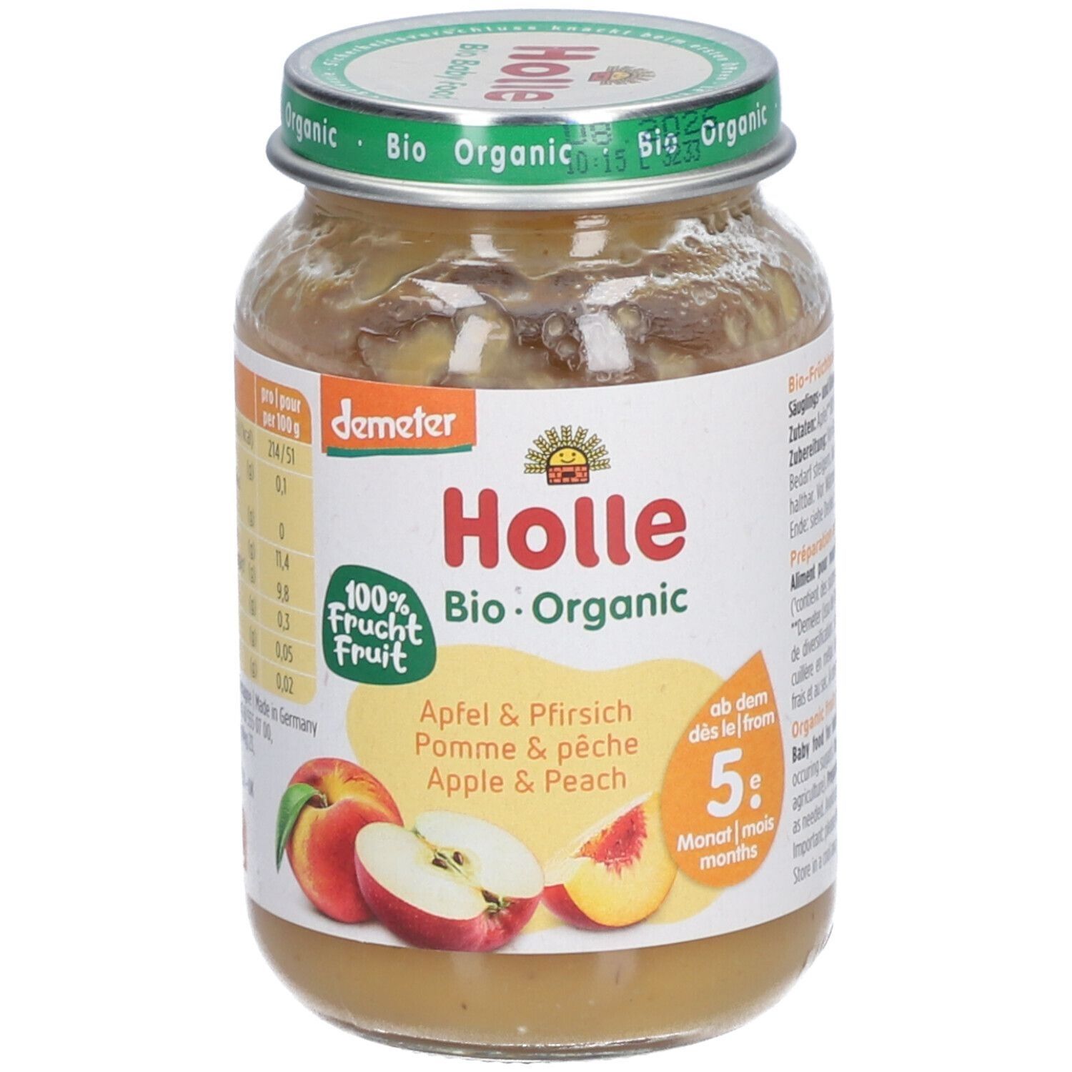 Holle Apfel & Pfirsich Bio, ab 5 Monaten x4 4x190 g Brei