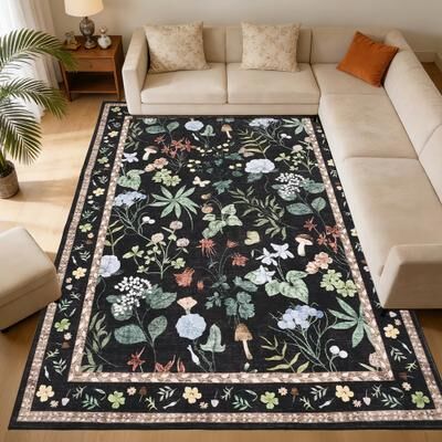 Garvee Washable Floral Non-Slip Area Rug for Bedroom, Dining Room, Living Room
