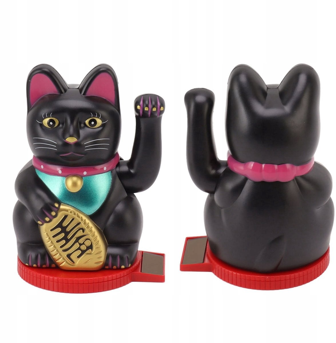 Zonne-energie Gelukskat Maneki Neko met zwaaiende arm voor welvaart