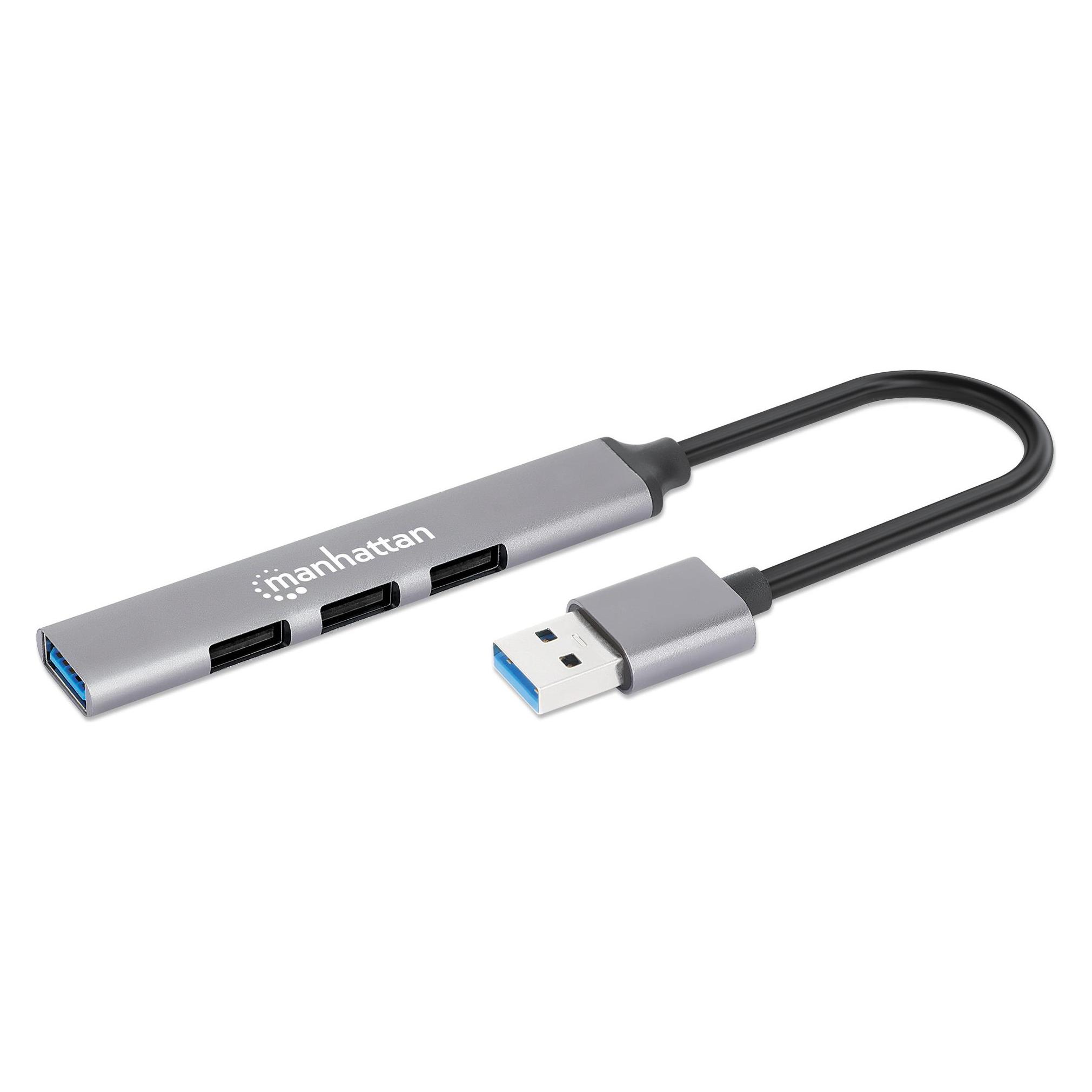 Manhattan 4Port USB-A Hub 3x480Mbit/s 1xGbit/s USB-A Stecker (USB-A, 4 Ports) (168427)