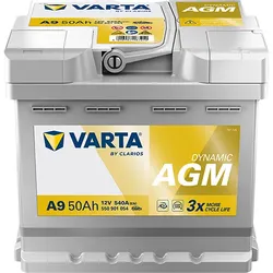 BVD VARTA Dynamic AGM A9 Batterie 550901054K262, A9, 12  V, 50 Ah, 540 A