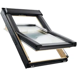 Roto Schwingfenster Konfigurator RotoQ Q4 H200 Holz Aluminium Dachfenster, Anti-Tau-Beschichtung, 3-fach Verglasung,55x78 cm (5/7),besser (Uw 0,9),Elektro