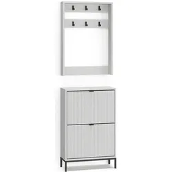 Vicco, Garderobe + Kleiderstange, Garderobe Eliza, Weiss, 60 x 92 cm Set, 2 Teile