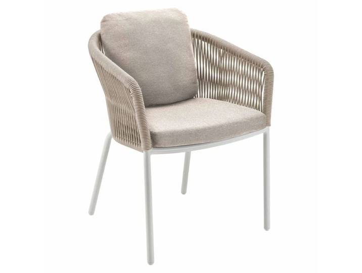 Solpuri Loop Gartensessel Aluminium mit Sitz- und Rückenkissen Weiß Sand