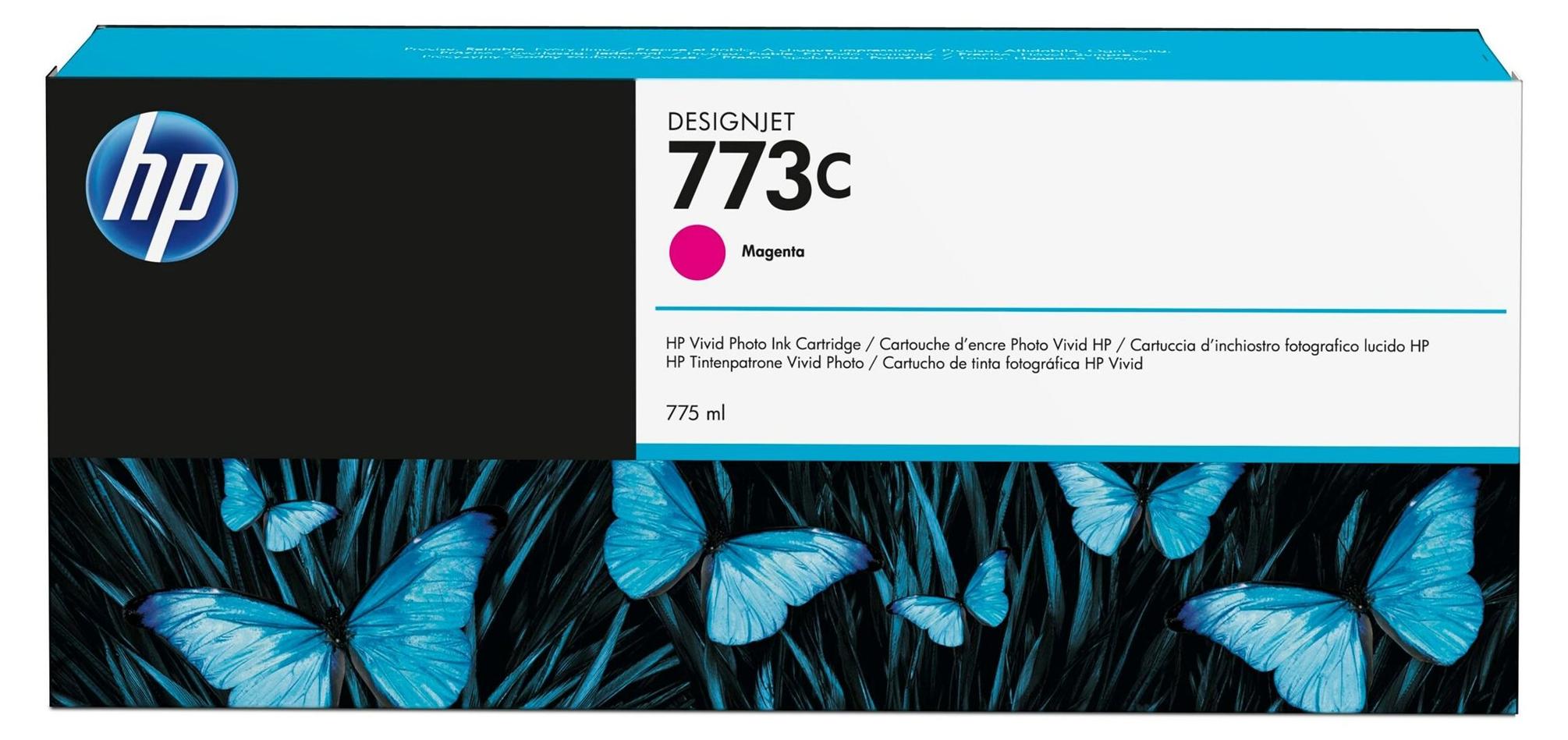 HP 773C Magenta DesignJet Tintenpatrone, 775 ml, HP DesignJet Z6600 Produktionsdruckerserie; HP DesignJet Z6800 Foto-Produktionsdruckerserie, Thermal Inkjet, Magenta, Business, Unternehmen, Singapur, 53,3 mm