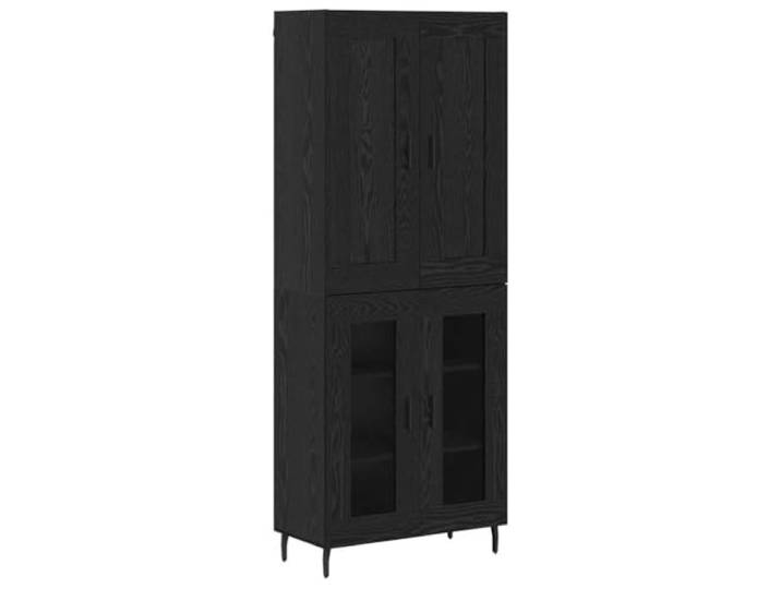 Roanoer Highboard 2 STK Schwarz Eichen-Optik Holzwerkstoff 69,5x34x180 cm Stilvoller Schrank mit robusten Eisenbeinen für Wohnzimmer und Esszimmer, bietet großzügigen Stauraum.