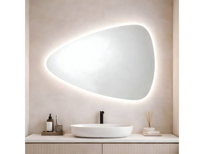MIROIR RÉVERSIBLE FORME DE GOUTTE 100X75 CM ÉCLAIRAGE INDIRECT À LED RÉVERSIBLE