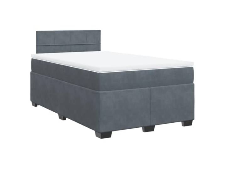 PUGYNBK Boxspringbett aus Samt, dunkelgrau, 120 x 200 cm Mit Taschenfederkernmatratze, atmungsaktiver Matratzenschoner, Latten