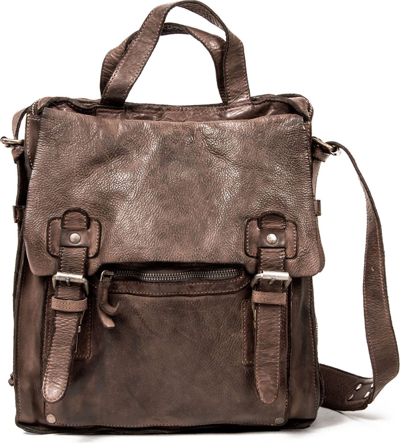 HAROLD'S Leder Umhängetasche Schultertasche Submarine Messengerbag Upend Brown dunkelbraun