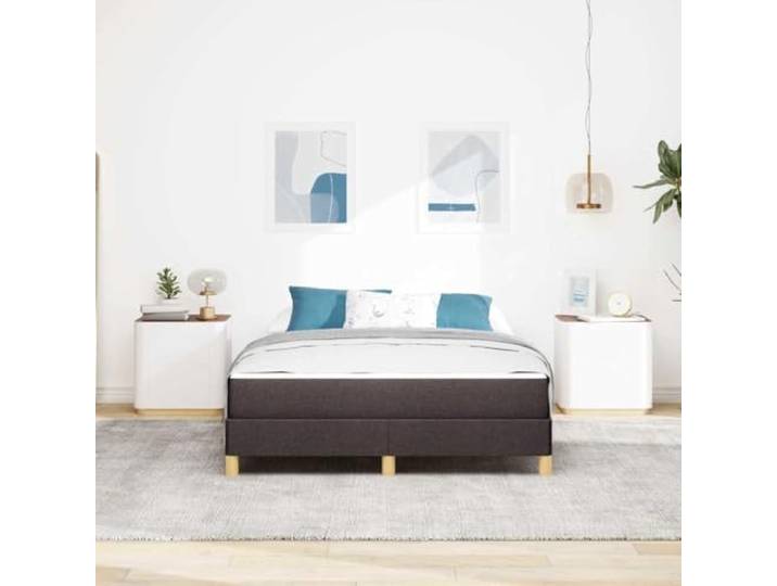 KTHLBRH Boxspringbett mit Matratze Dunkelbraun 140 x 200 cm Stoffbezug, technisches Holz, modernes Design, Behälter