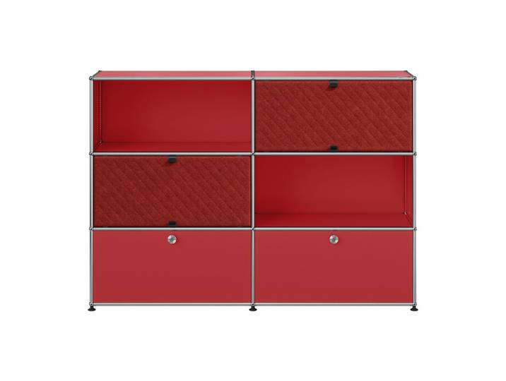 USM Haller Kommode M66 rot rubinrot 2-fach breit 2 Fächer Soft Panels Klapptüren ohne Sc 152.3x109x37.3 cm