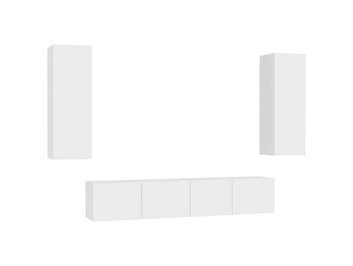 vidaXL TV-Schrank 4-tlg. TV-Board-Set Weiß Holzwerkstoff