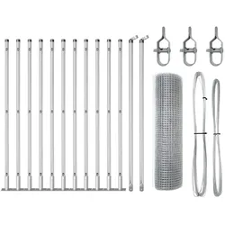 vidaXL Zaunpfosten Silber 25 x 0,6 m (25 x 25 mm Netz) Stahl
