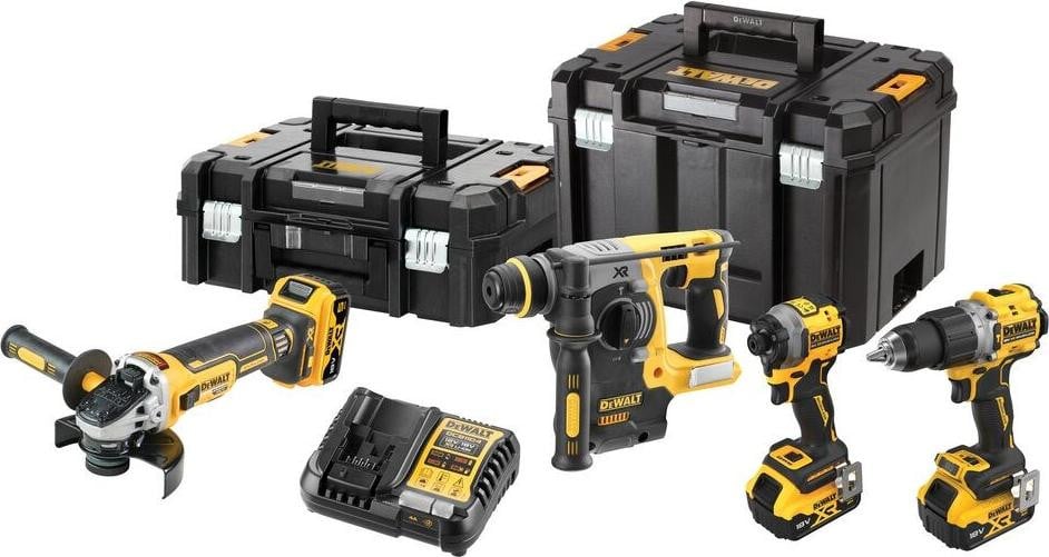 DeWalt DCK429P3T-QW Combiset met DCD805, DCG405, DCH273 en DCF850, 18V, zwart/geel