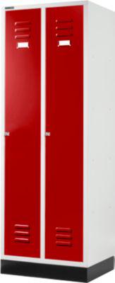 Schäfer Shop Select Materialspind m. Sockel, Zylinderschloss, lichtgrau/rubinrot