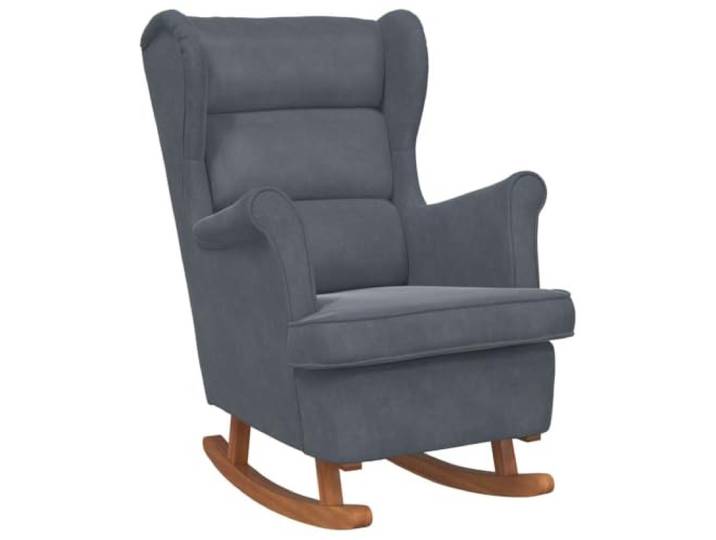 Schaukelstuhl mit Henkel, Dunkelgrau Samt und Massivholz Kautschuk Flüssiger Samt, stabile Beine aus Massivholz, elegantes Design für Ihr Wohnzimmer