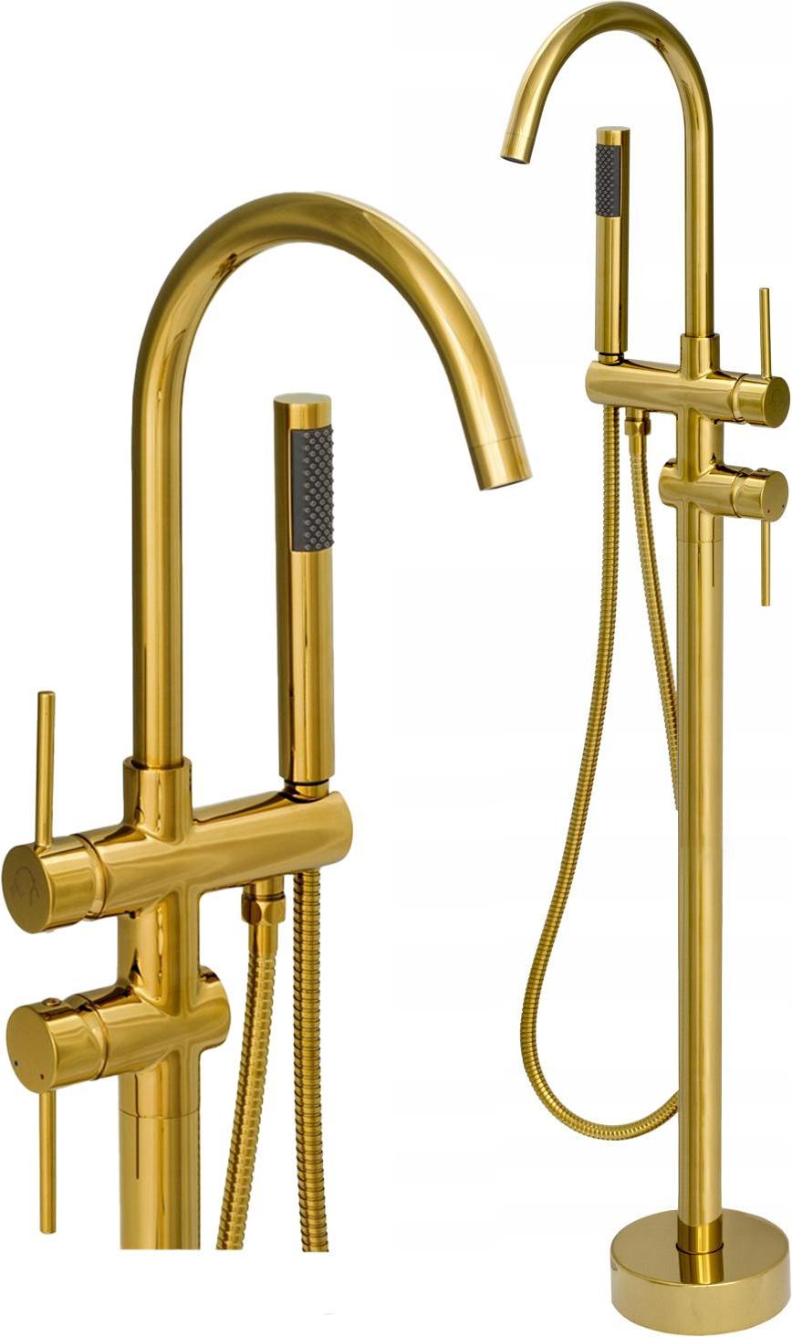 Granitan - Wannenarmatur - Badewannenarmatur Höhe 114 cm - Mischbatterie Gold - Messing - KIVO