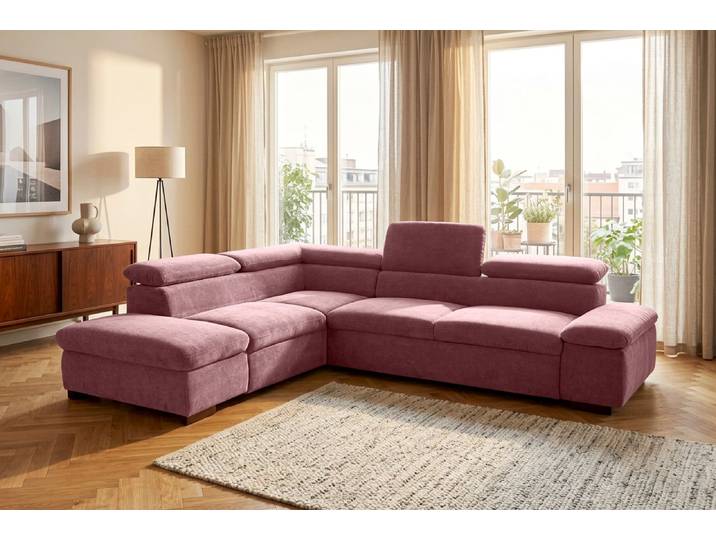 Ecksofa, 272x226 cm, Luxus-Microfaser, Chianti, Mit Bettfunktion, Klassisch, Home-affaire