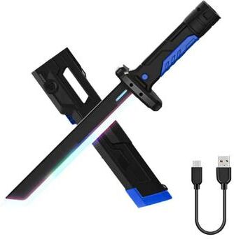 Inspired Living Star Spray Lightsaber Toy Double Blade Light Up Sword With Fog Glow Effect blue