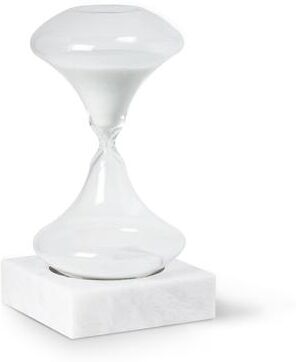 Bey Berk Luna 45 minute Art Deco Hourglass on White Marble Base