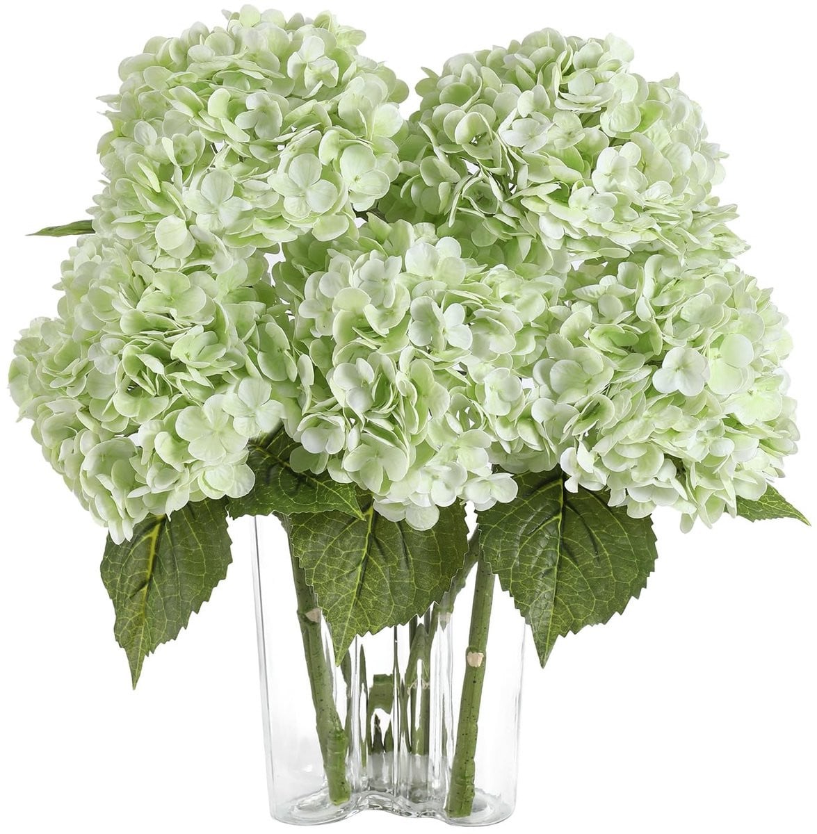 Dailygoods Hortensia Kunstbloemen 3 Stuks - Real Touch Nep Hortensia's - Lichtgroen