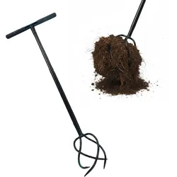 Relaxdays Gartenkralle mit Stiel Schwarz