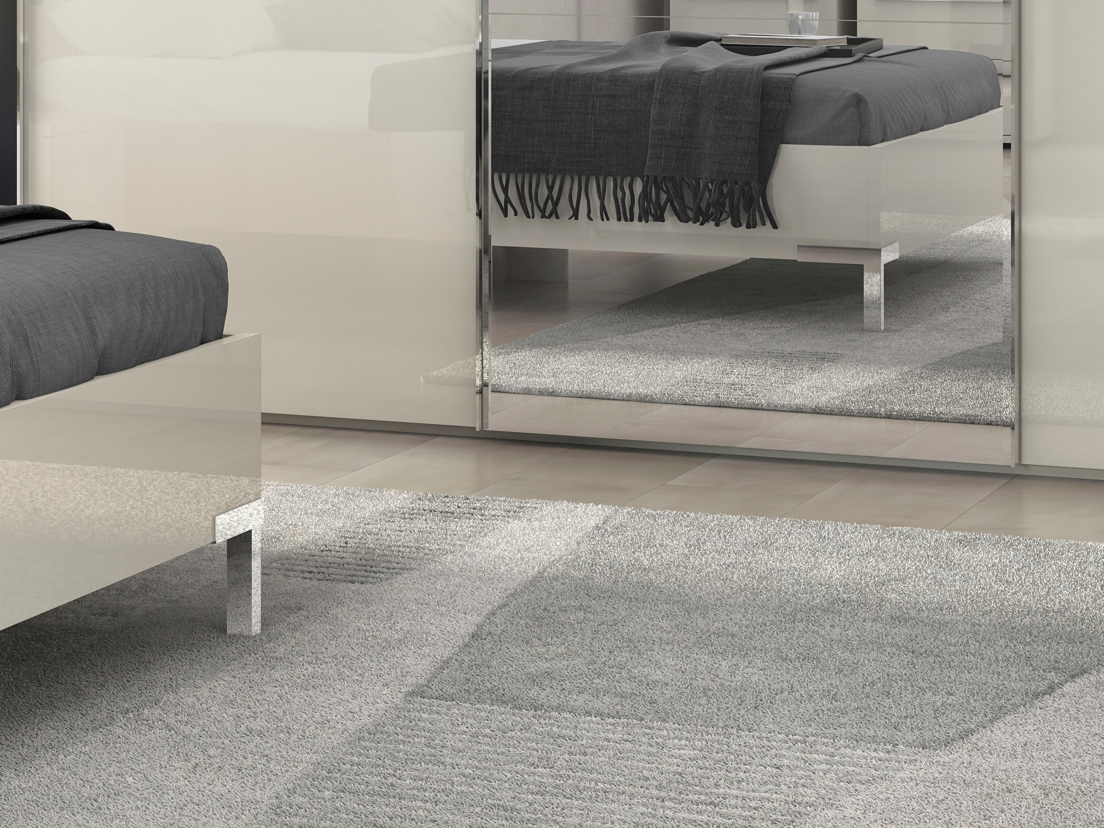 Schwebetürenschrank GOODPRODUCT "Piano, mit Einlegeböden, Kleiderstangen, Spiegel, Türen soft-close", beige (beige hochglanz), B:272cm H:224cm T:61cm, Holzwerkstoff, Schränke, Schwebetürenschrank, mit Spiegeltür, FSC-zertifizierter Holzwerkstoff beige hoc